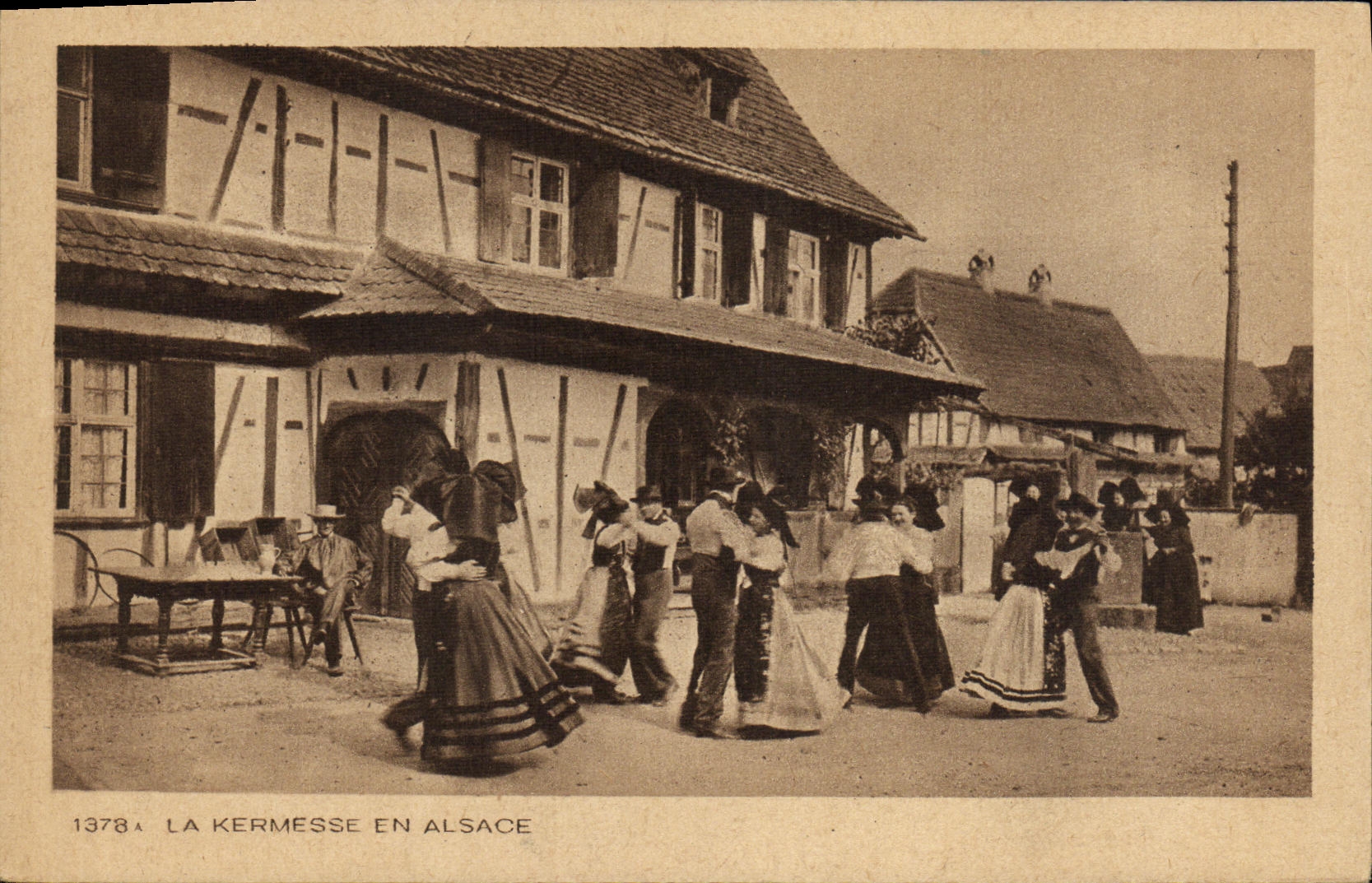 VINTAGE POSTCARD the Village fair In Alsace Folklore