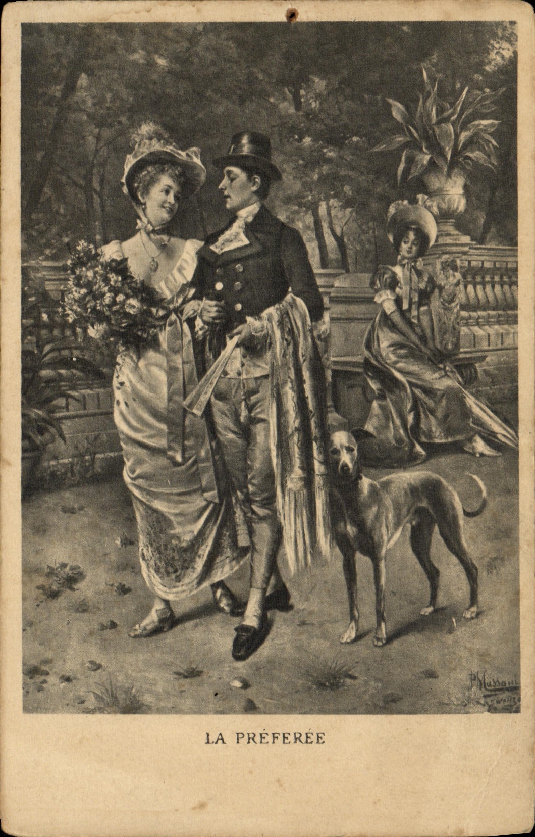 CPA La Preferee Femme Chien 