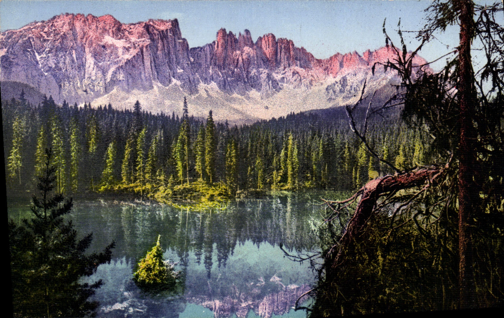 POSTAL de la VENDIMIA ÉL Lago di Carezza Collar Latemar