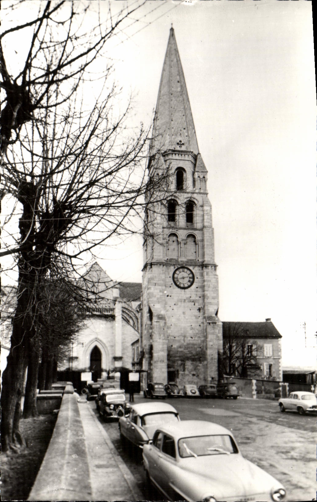 MODERN CARD Auxerre Abbey Saint Germain with its Romance tower