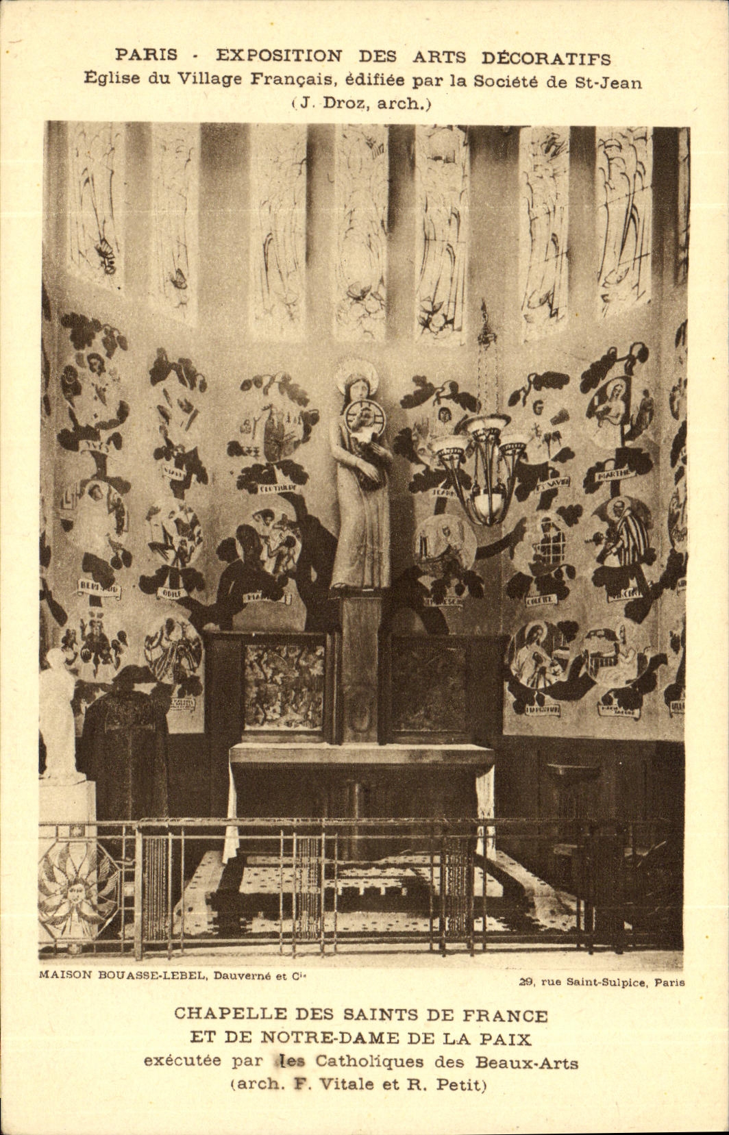 Feria de París de la POSTAL de la VENDIMIA de la cámara acorazada decorativa de los artes 1925 de los santos de Francia y de Notre Dame de la paz