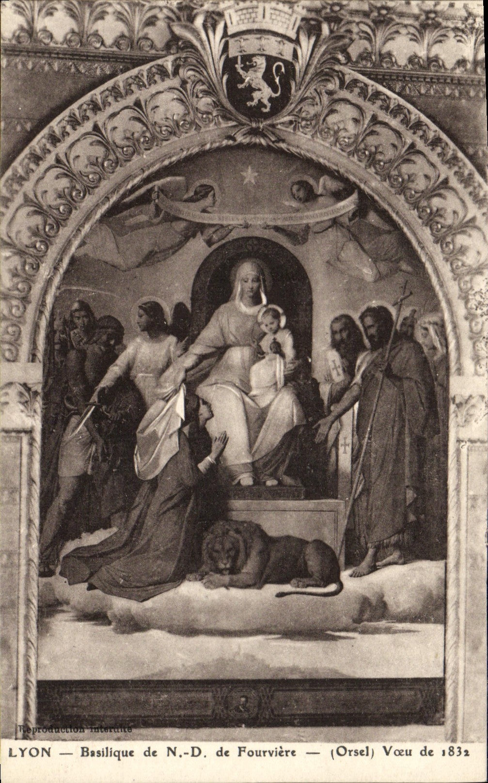 VINTAGE POSTCARD Lyon Basilica of NR D of Fourviere