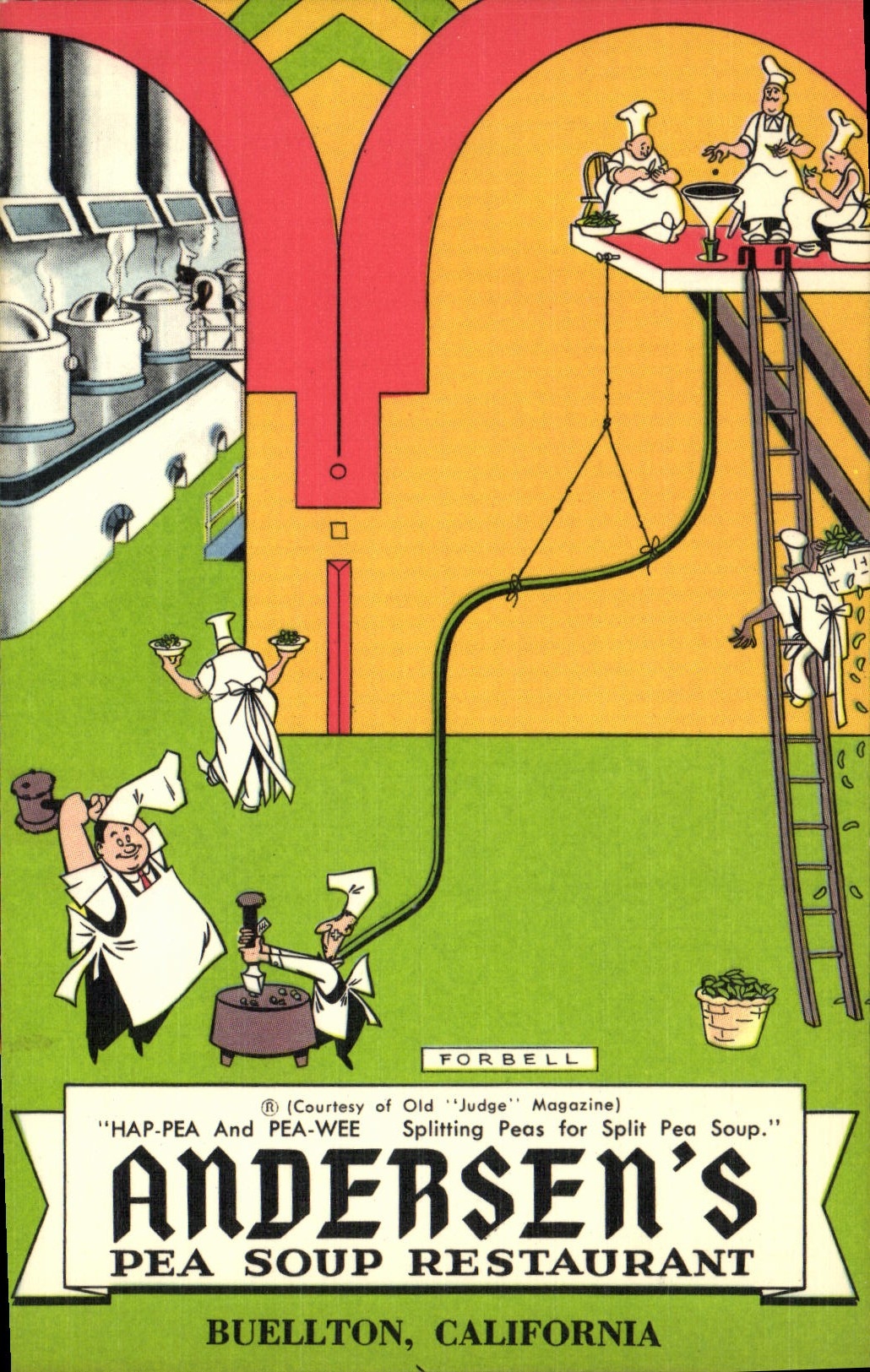 Sopa de guisante de Andersen S de la POSTAL de la VENDIMIA que restaura Buellton California