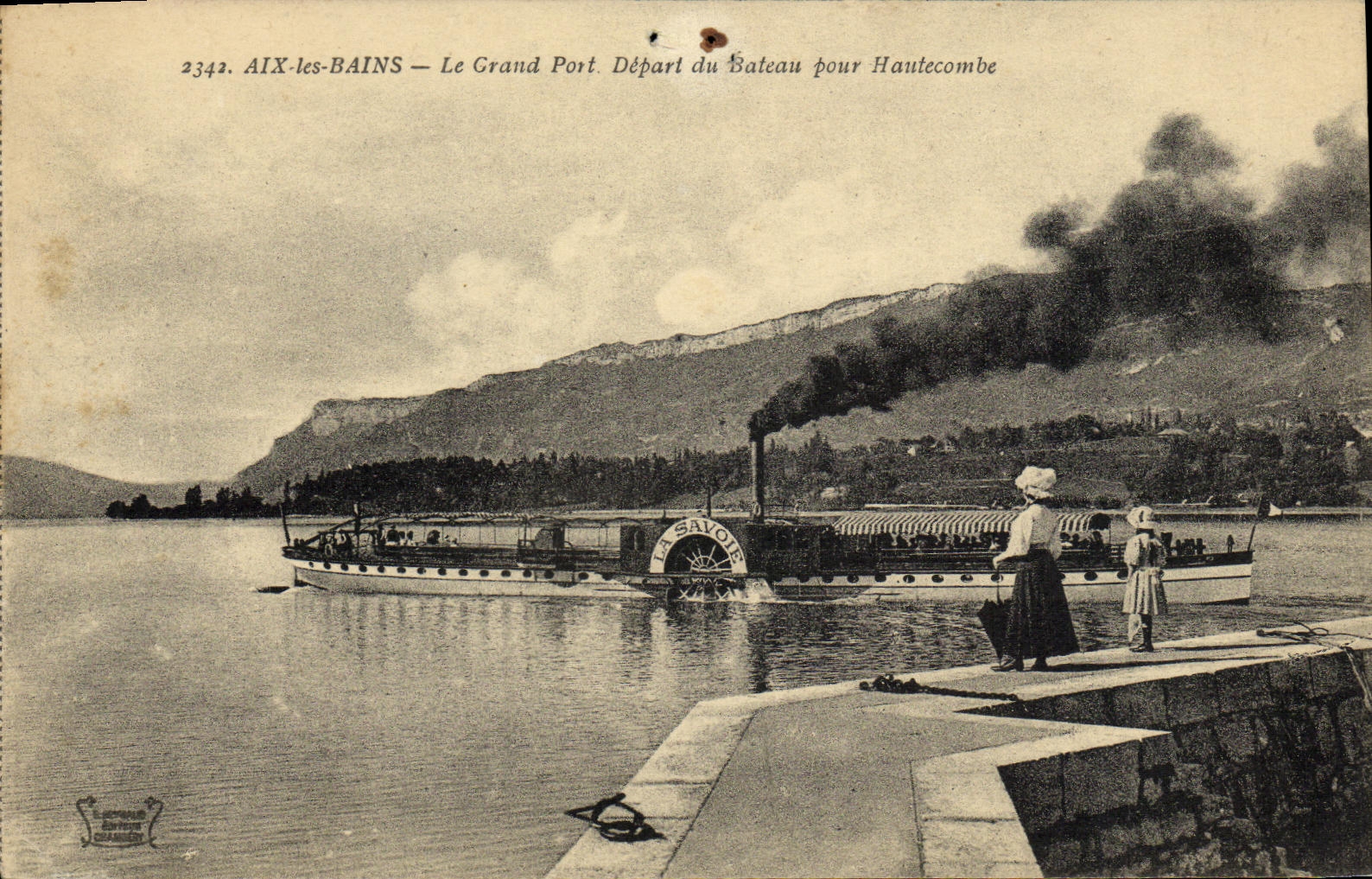 POSTAL Aix-les-Bains de la VENDIMIA la salida portuaria grande del barco para la col rizada de Hautcombe