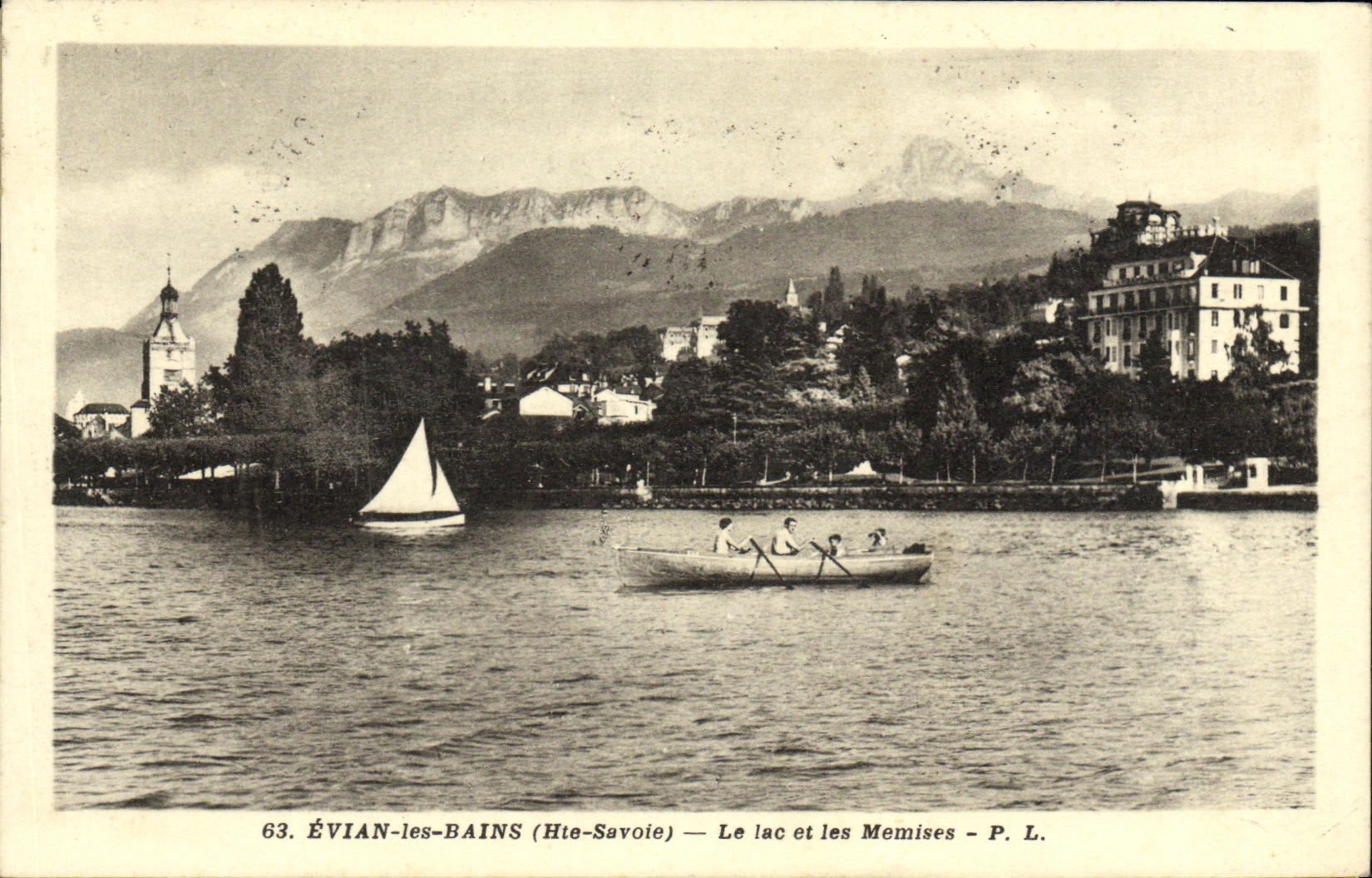 VINTAGE POSTCARD Evian les Bains the Lake and Memises