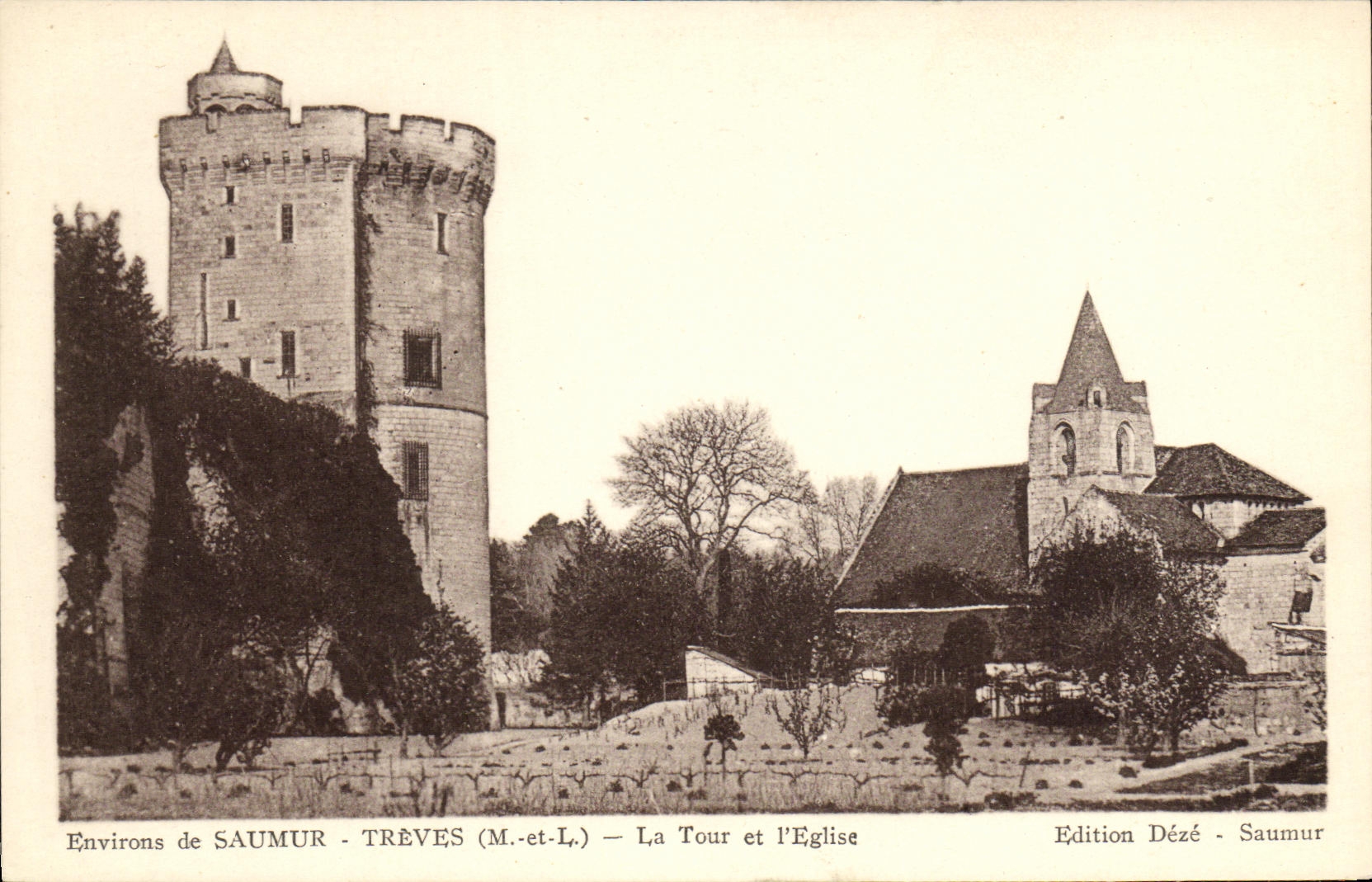 CPA Environs de Saumur Treves La Tour et l'Eglise 