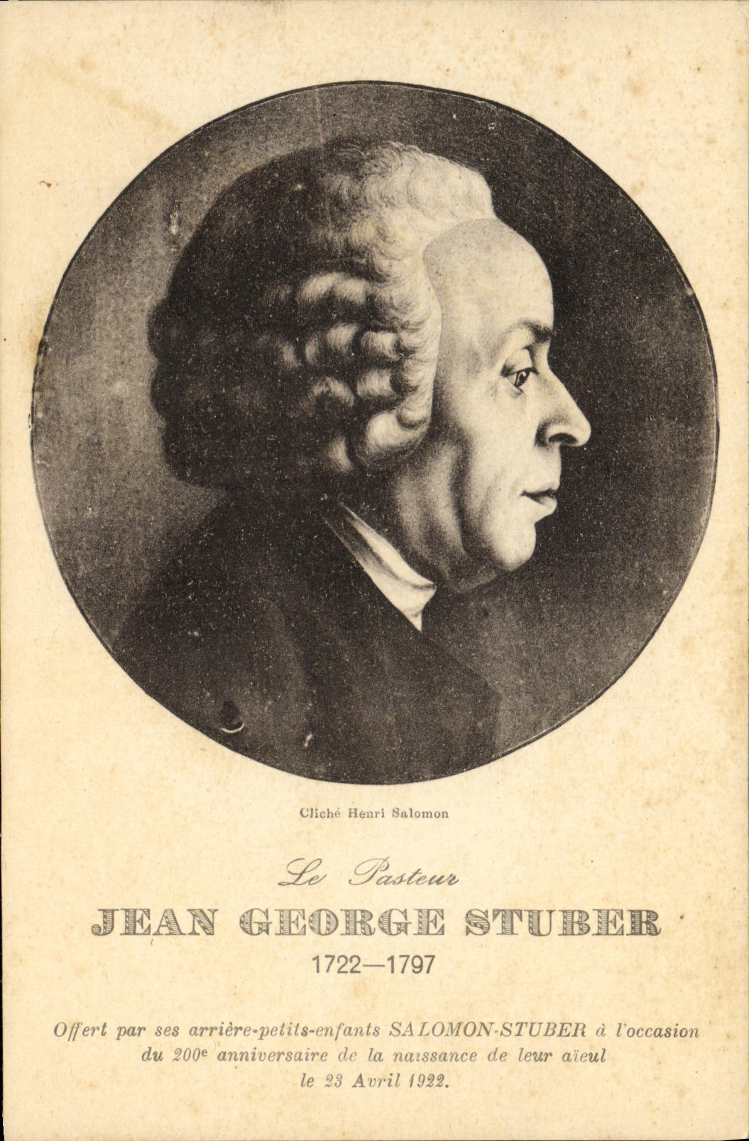 VINTAGE POSTCARD Jean George Stuber Pasteur
