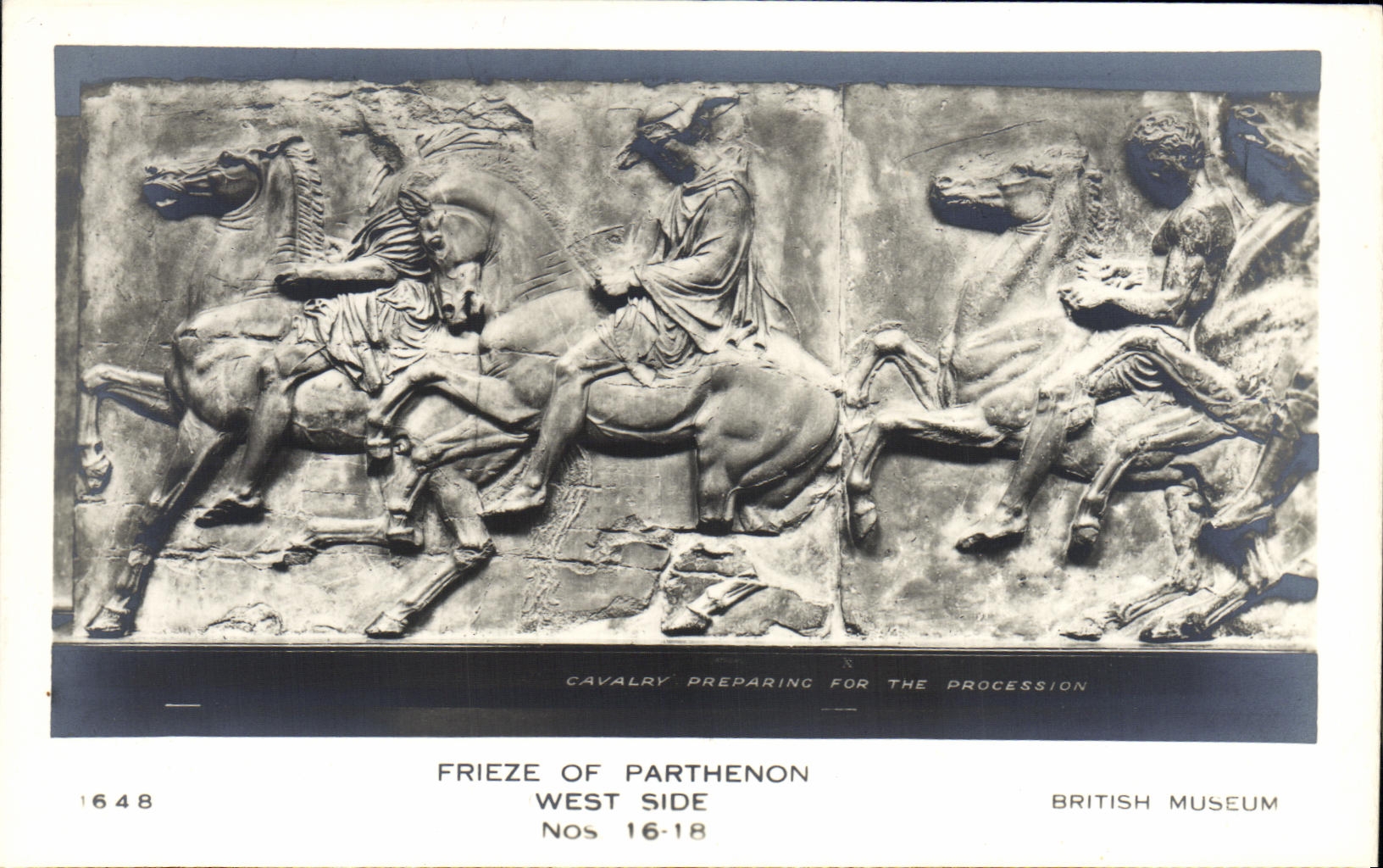 Friso de la POSTAL de la VENDIMIA del lado oeste British Museum del Parthenon