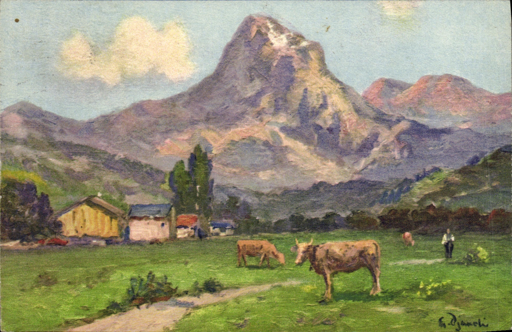 VINTAGE POSTCARD Thonon Les Bains the Tooth of Ocher Cows