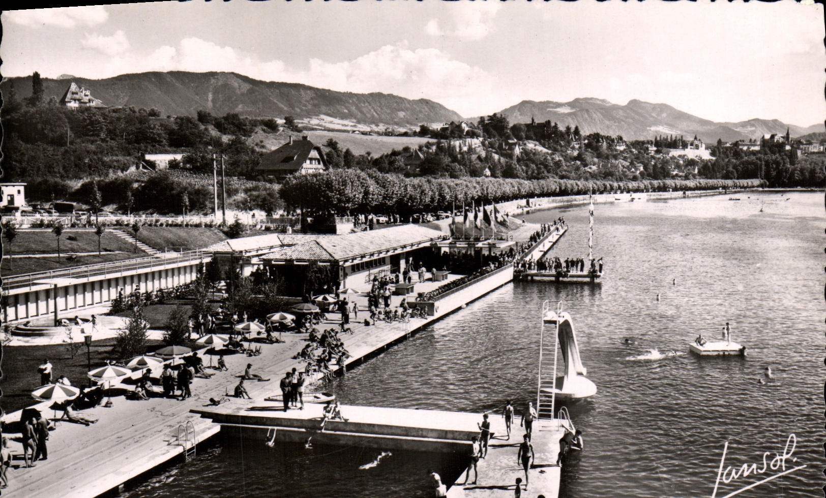 VINTAGE POSTCARD Thonon Les Bains the Place the Mount of hermone