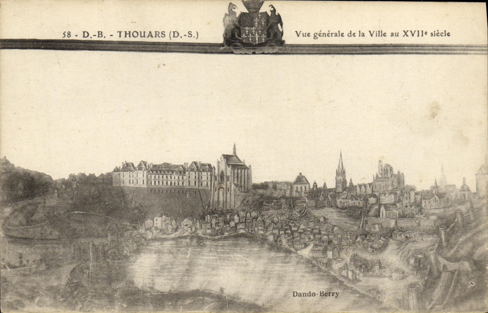 VINTAGE POSTCARD Thouars View Of the City With 17th