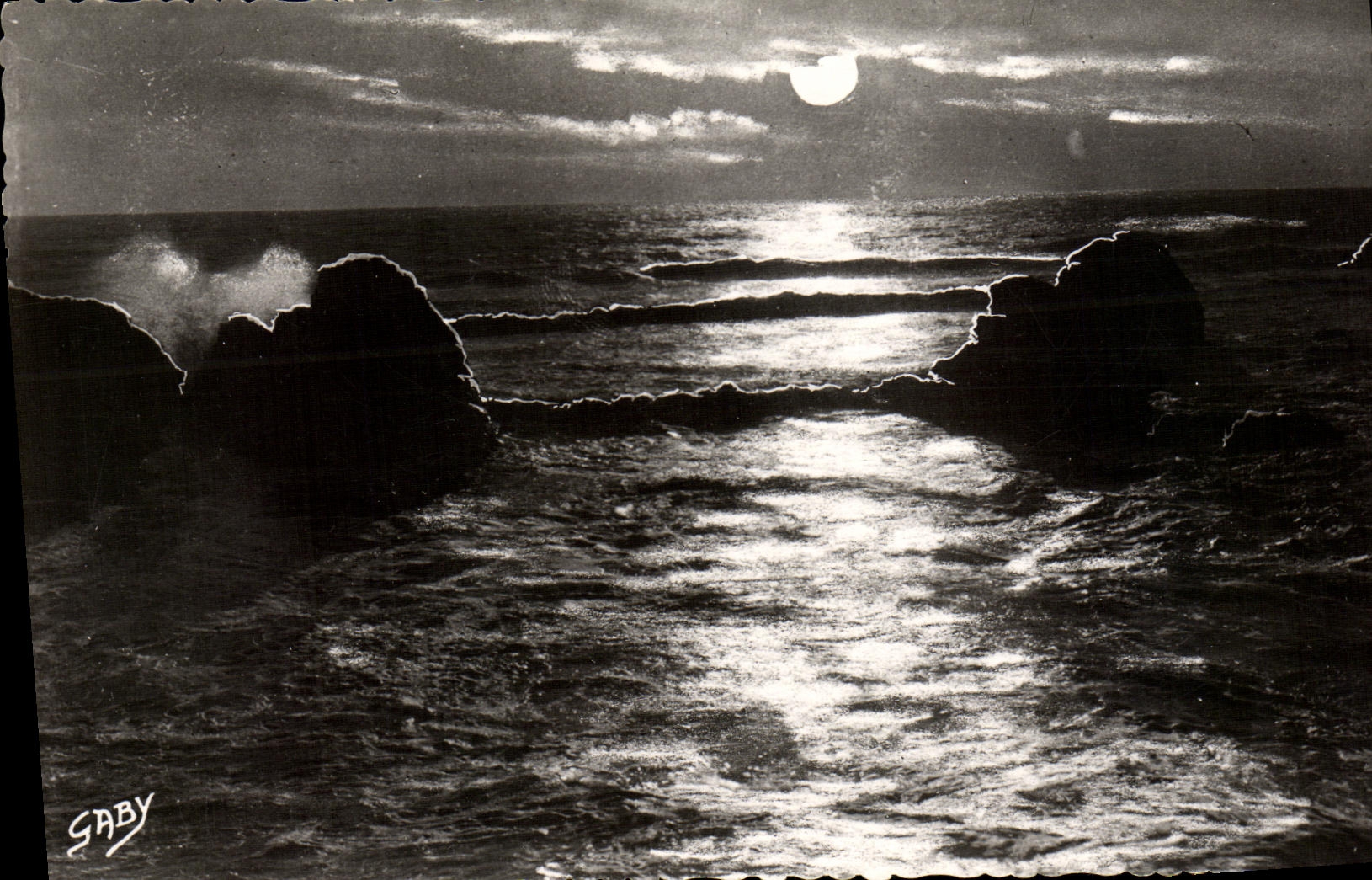 MODERN CARD Sion On the Ocean Rocks with the moonlight