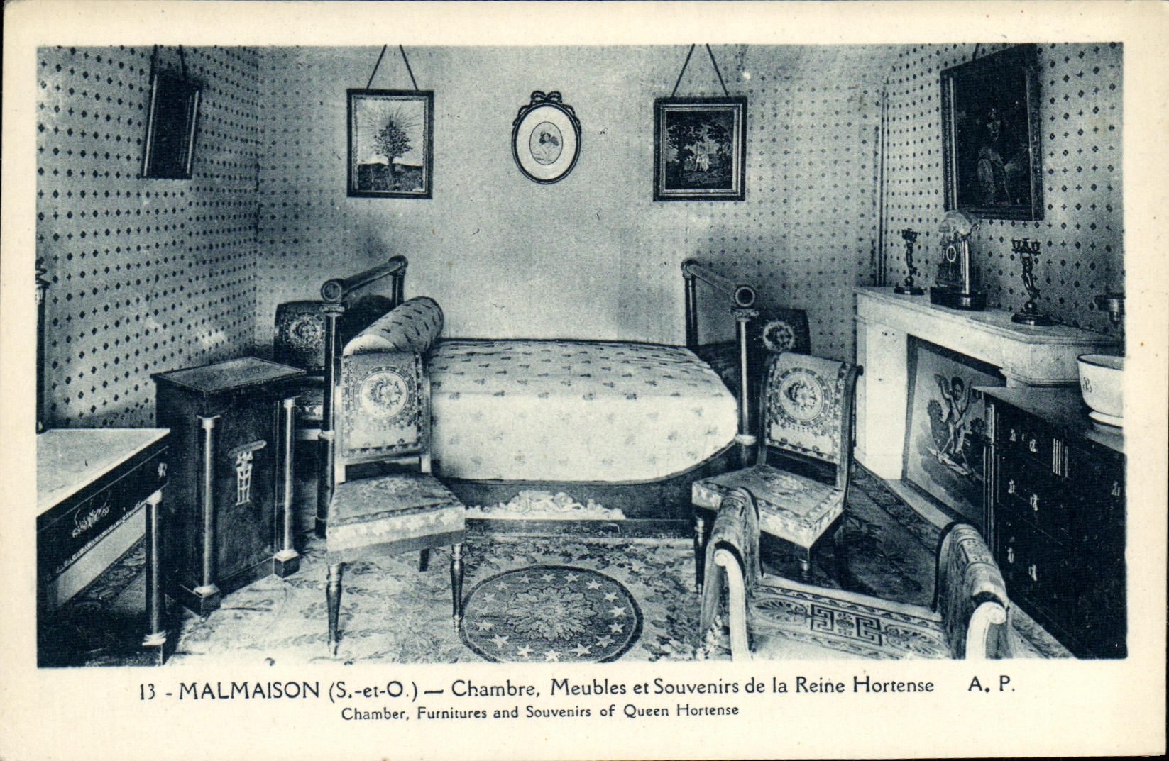 VINTAGE POSTCARD Malmaison Room Pieces of furniture And Souvenirs Of the Hortense Queen
