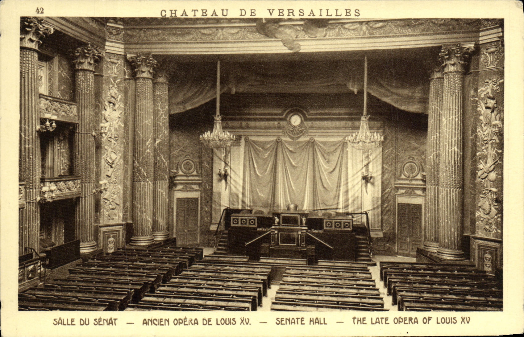 El castillo de la POSTAL de la VENDIMIA de Versalles Salle DuSenat Ancien funcionó a louis XV