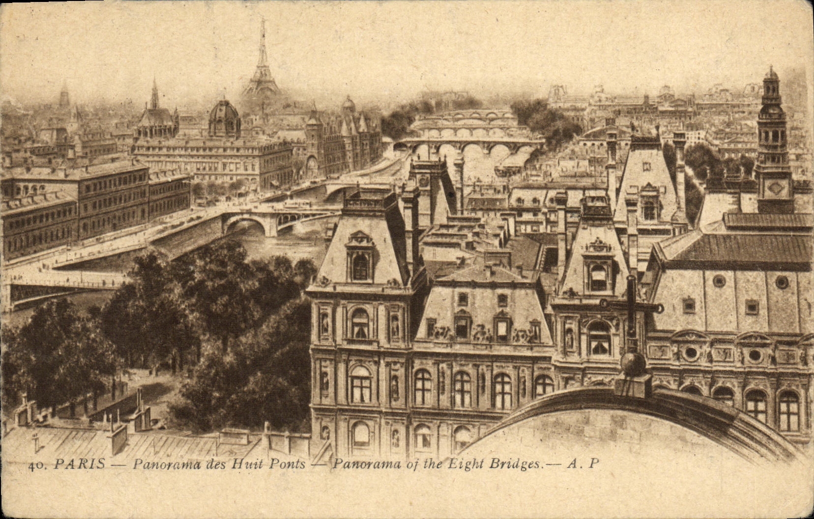 CPA Paris Panorama Des Huit Ponts