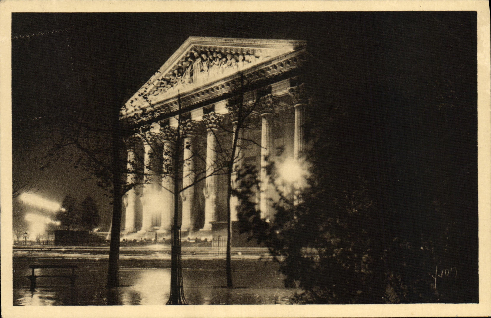 VINTAGE POSTCARD Night Fairyhoods Of Paris the Madeleine
