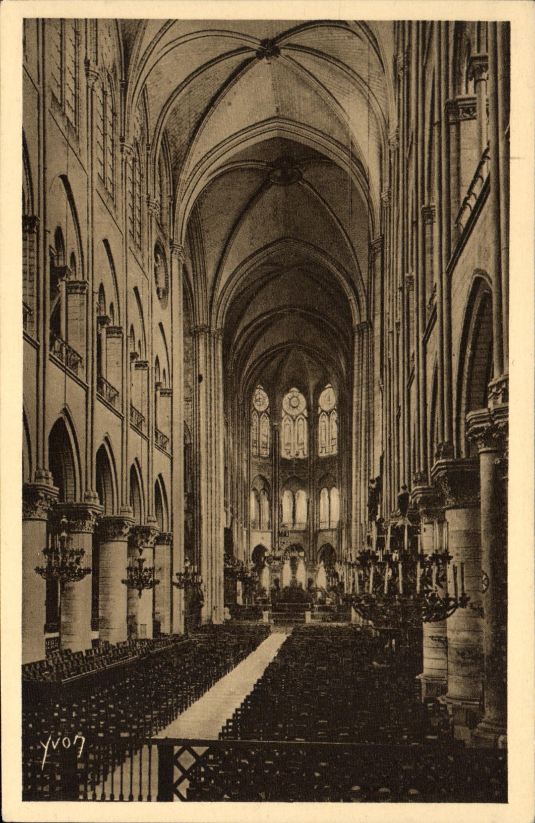 VINTAGE POSTCARD Paris While Strolling Of Notre Dame Interior of Notre Dame