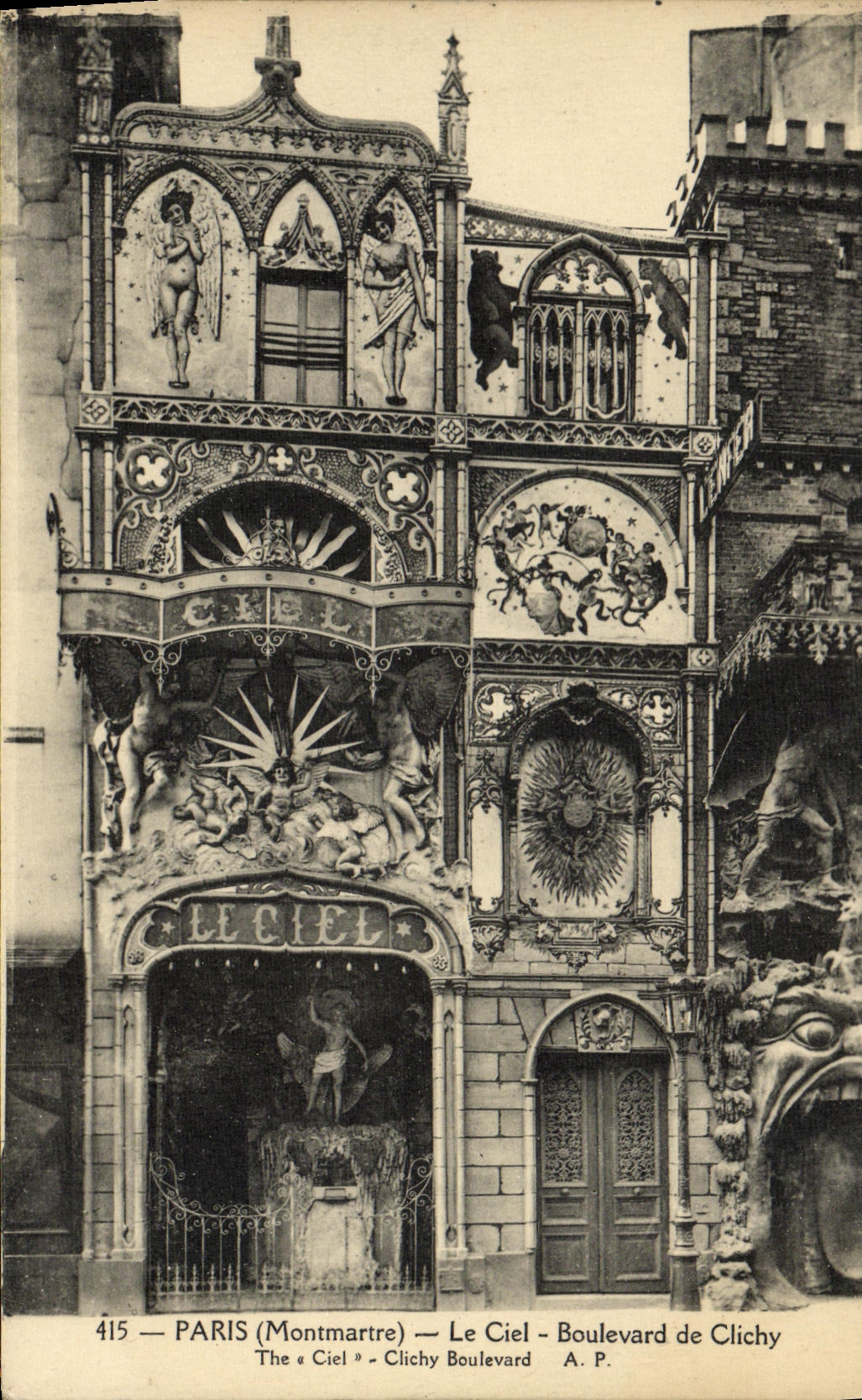 VINTAGE POSTCARD Paris the Sky Boulevard Of Clichy Theater