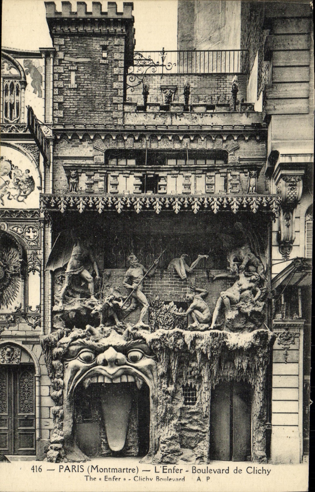 VINTAGE POSTCARD Paris the Hell Boulevard Of Clichy Theater