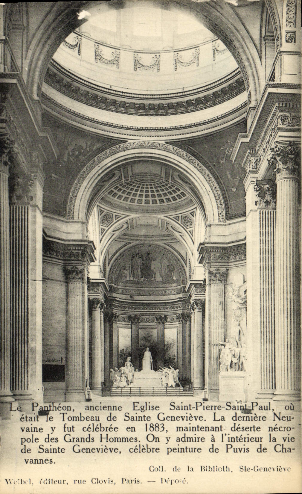 VINTAGE POSTCARD Paris the Pantheon Church Saint Pierre of Paul