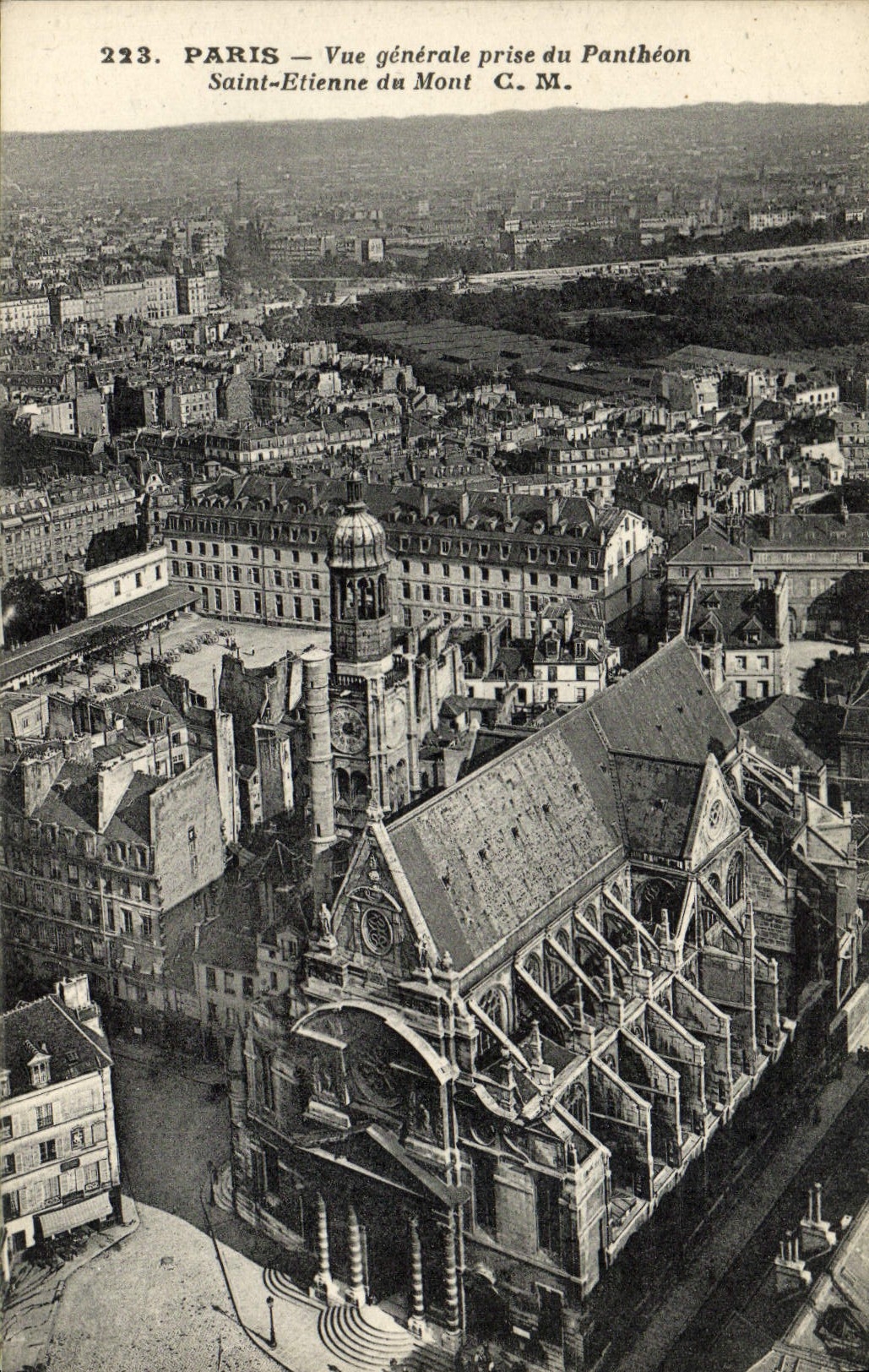 Opinión de París de la POSTAL de la VENDIMIA tomada del panteón St. Etienne del montaje