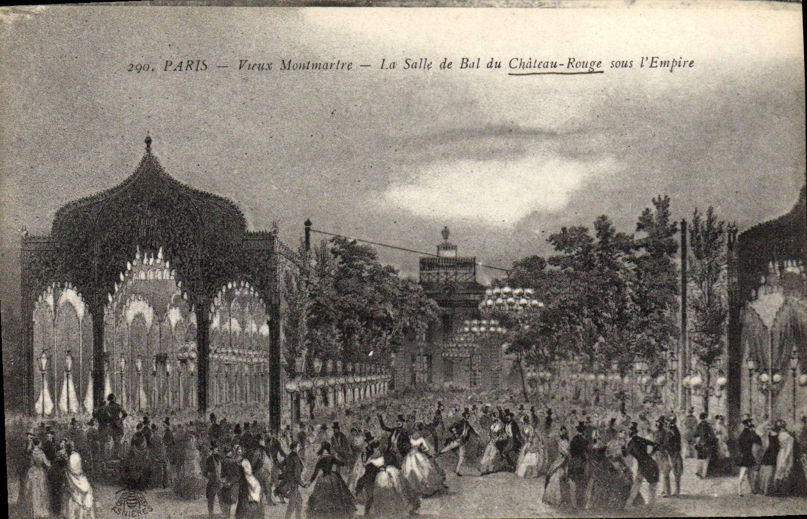 VINTAGE POSTCARD Paris Old Montmartre the Ballroom of the Red Castle under the Empire