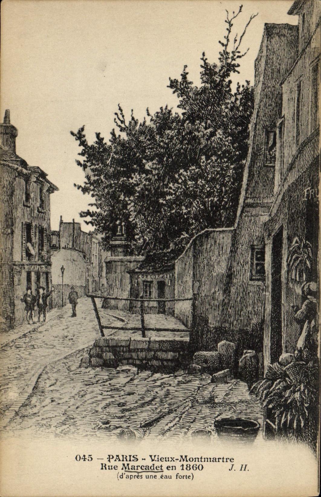 CPA Paris Vieux Montmartre Rue Marcadet en 1860