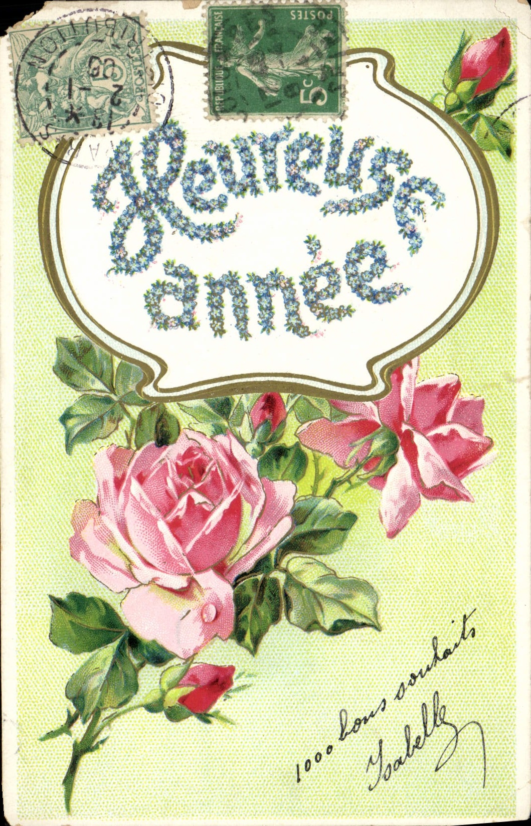 CPA Heureuse Annee Fleurs