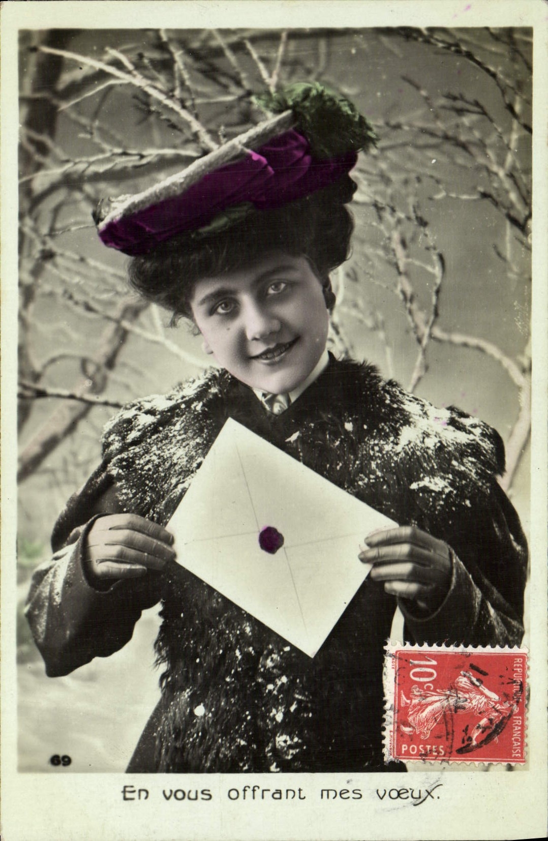 CPA Bonne Annee Femme