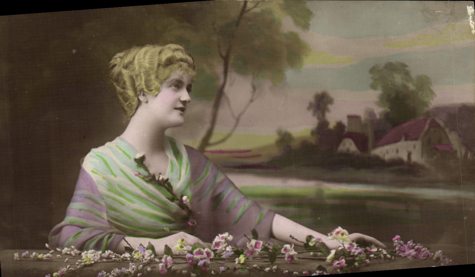 CPA Bonne Annee Femme