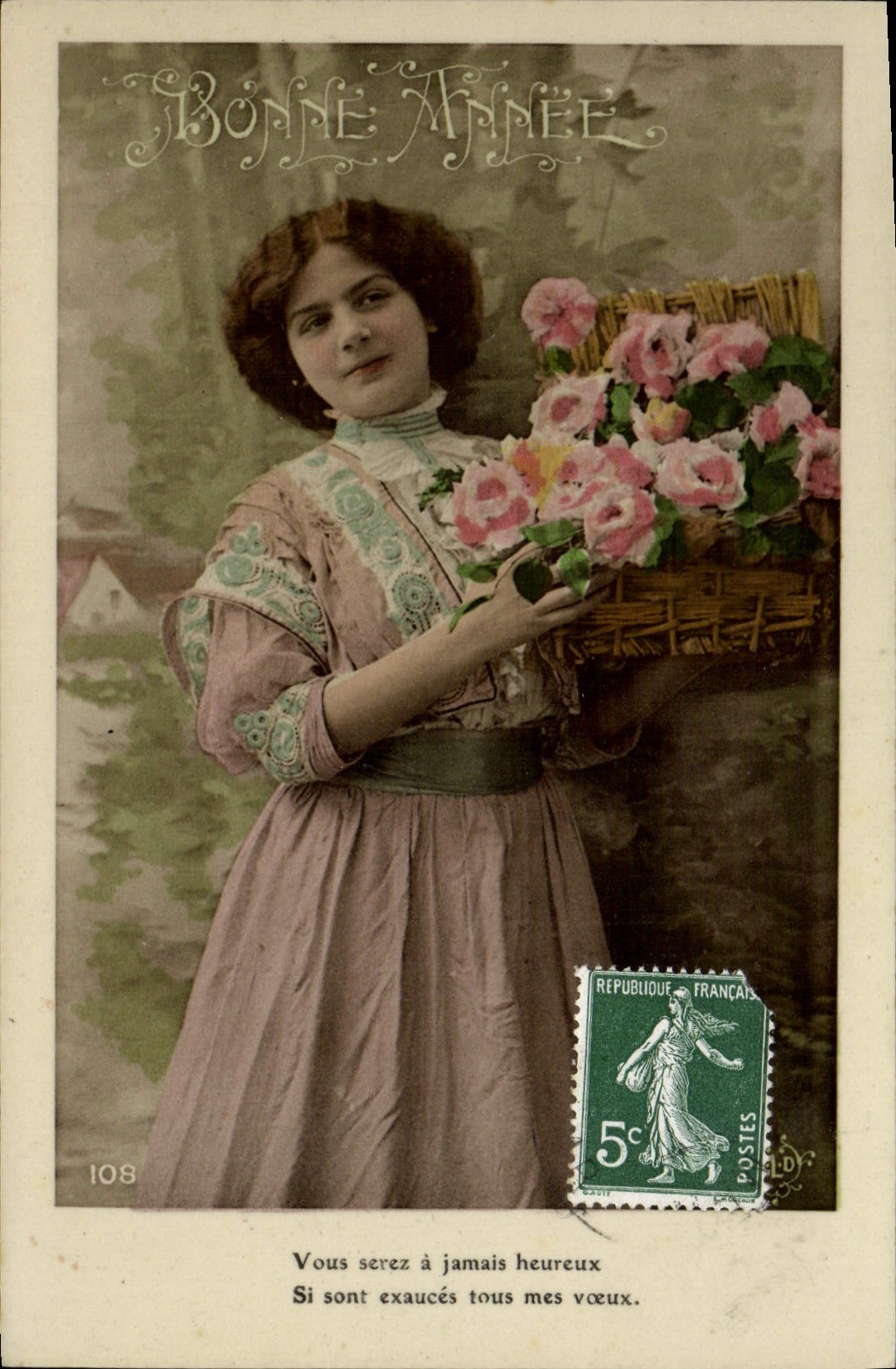 CPA Bonne Annee Femme