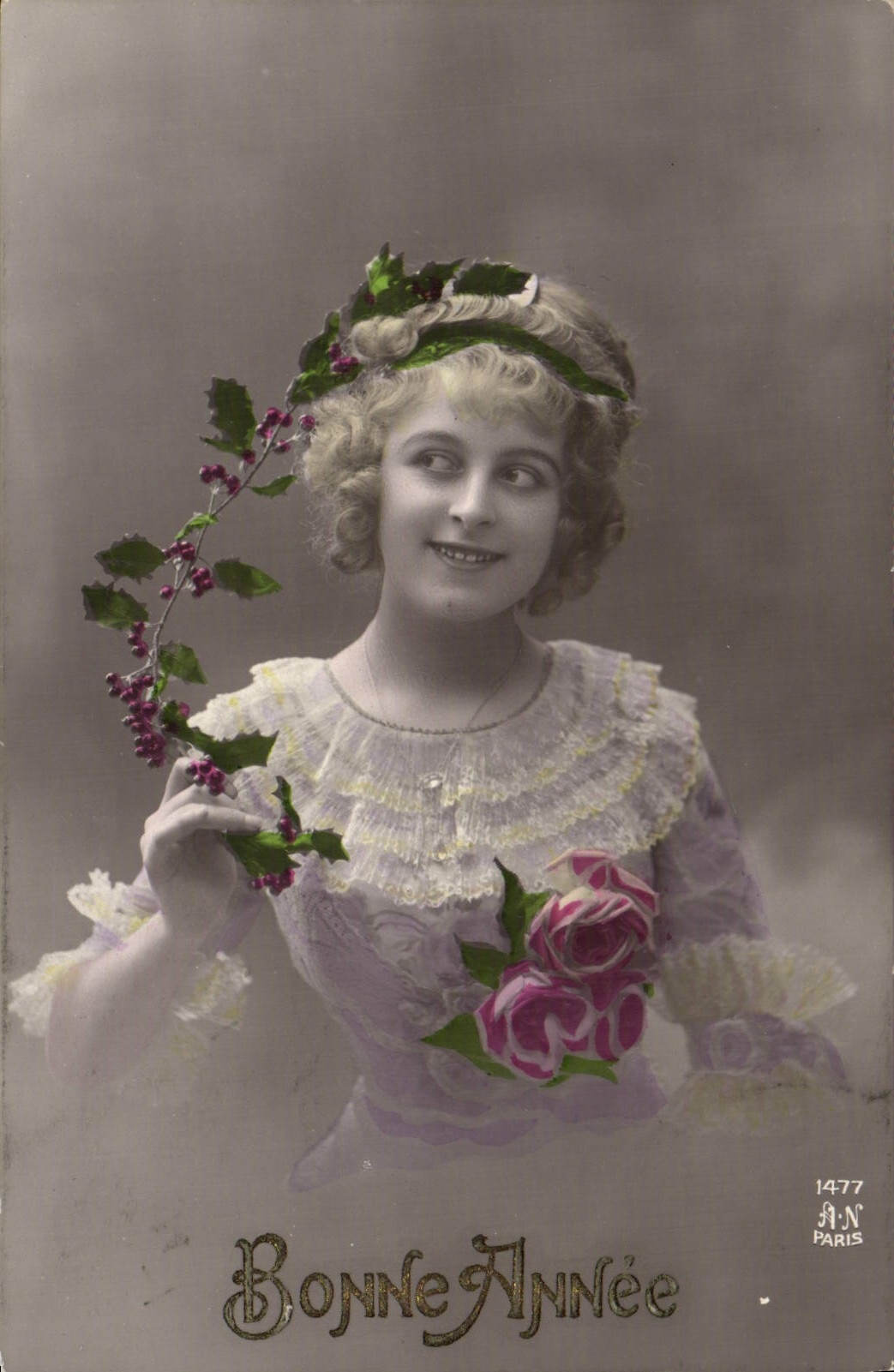 CPA Bonne Annee Femme