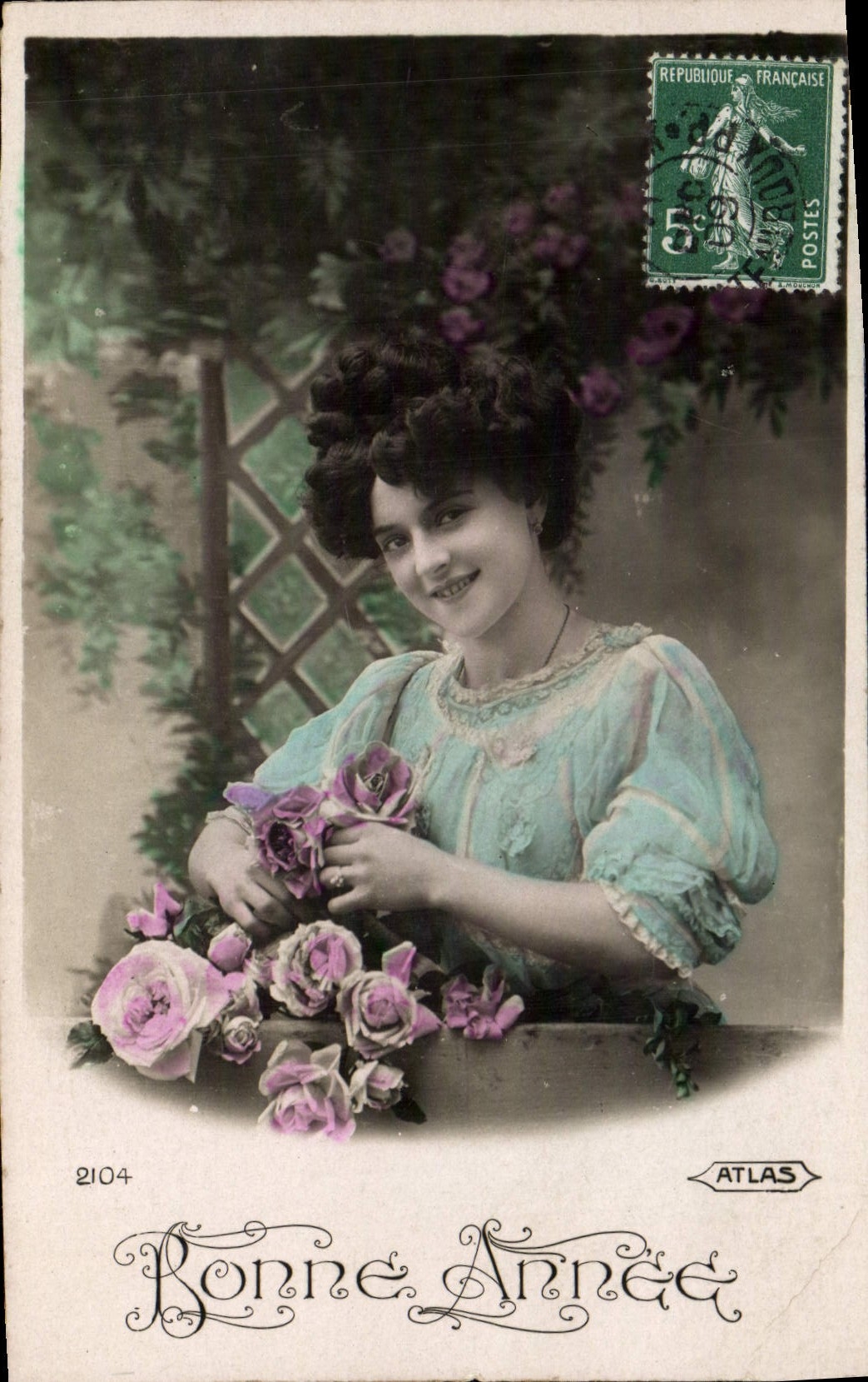 CPA Bonne Annee Femme