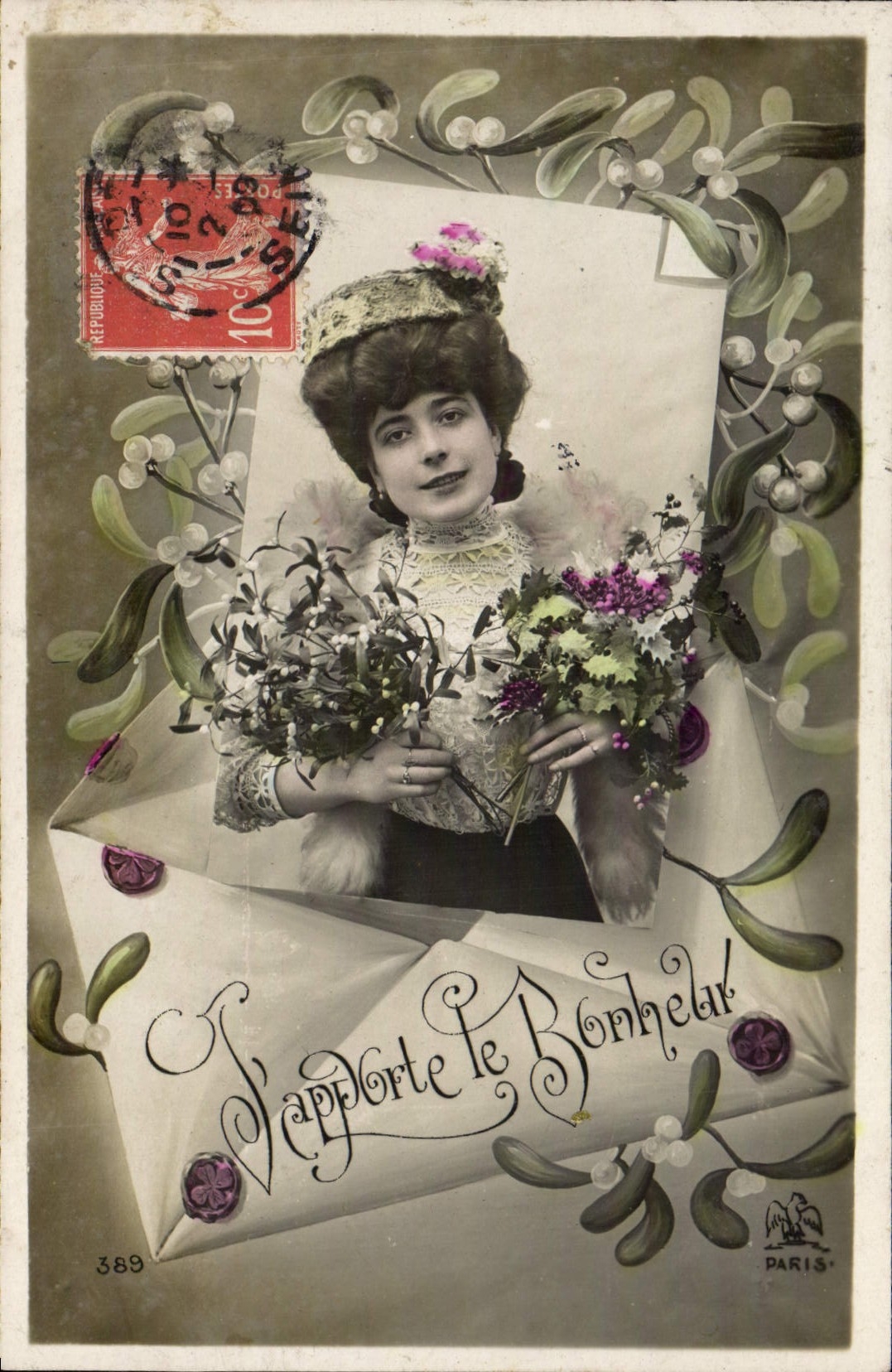 CPA Bonne Annee Femme