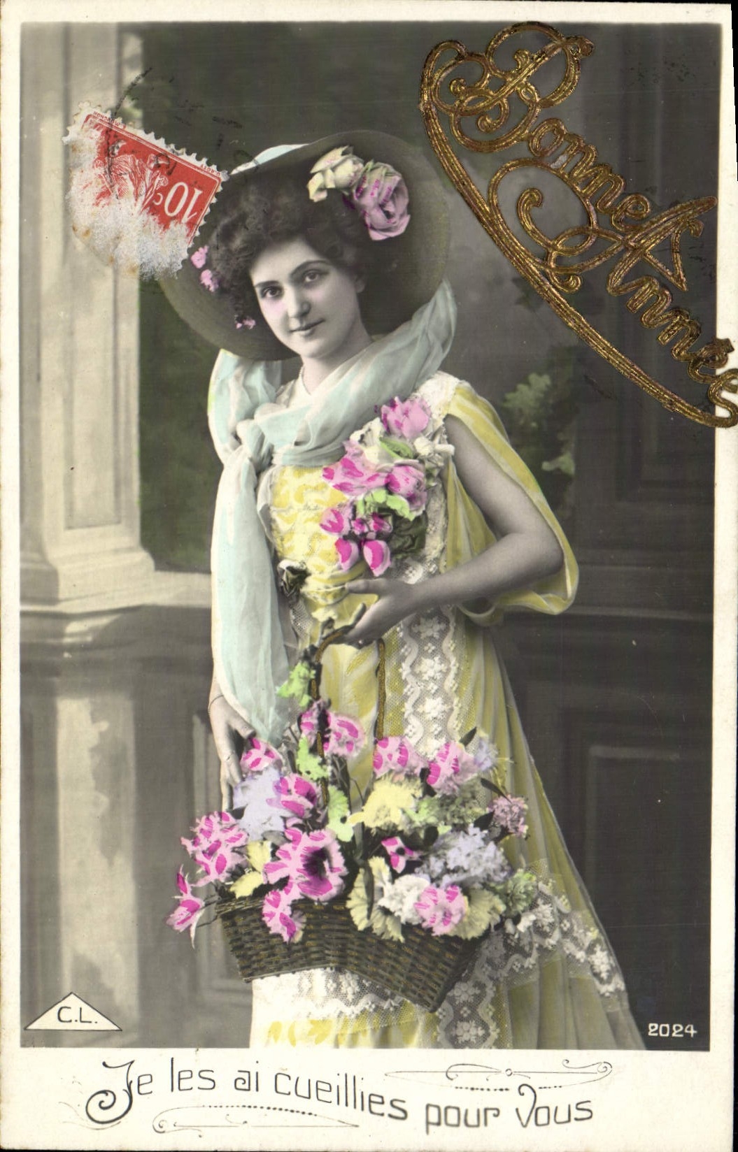 CPA Bonne Annee Femme