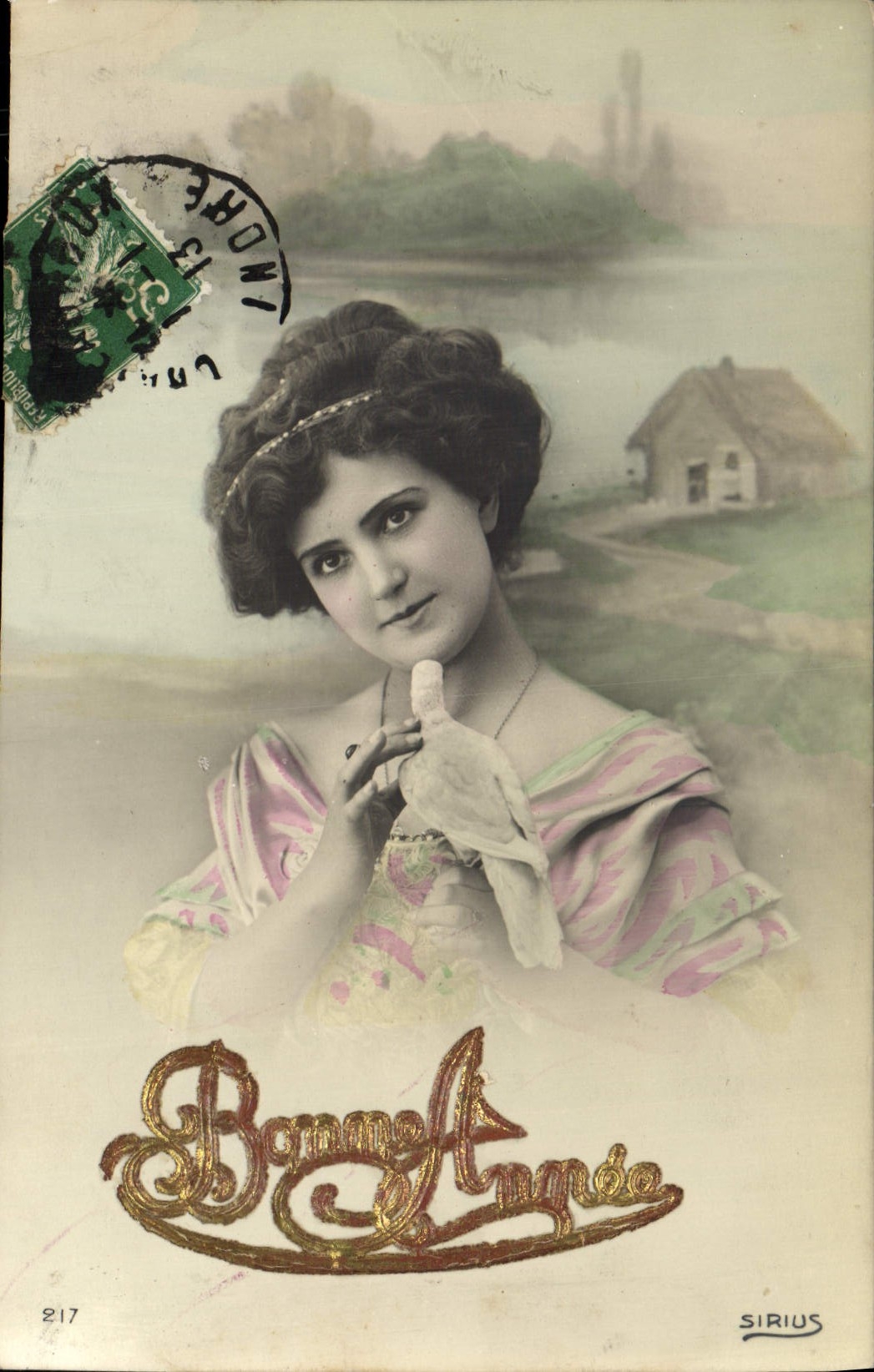 CPA Bonne Annee Femme