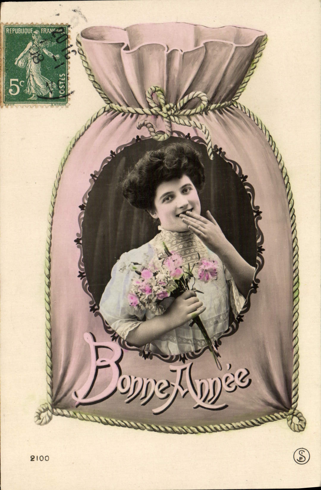 CPA Bonne Annee Femme