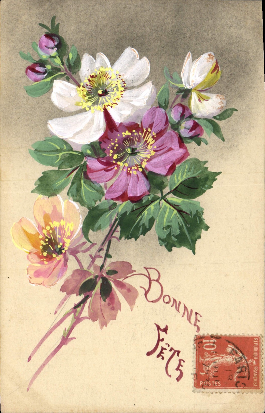 CPA Fantaisie Fleurs Bonne Fete