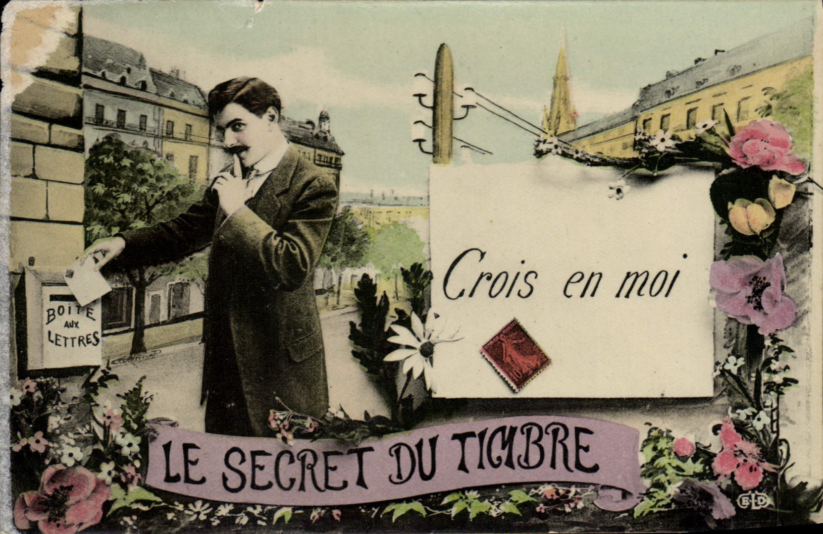 CPA Le secret Du Timbre Semeuse