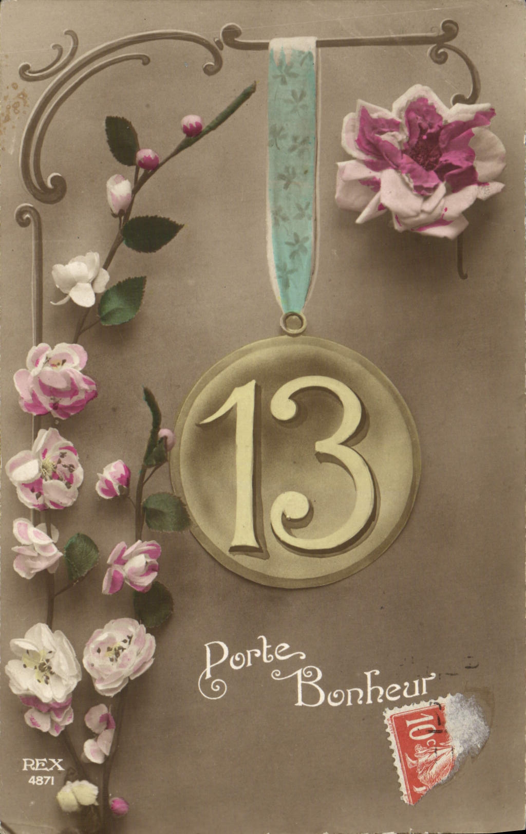 VINTAGE POSTCARD Gate Happiness Number 13