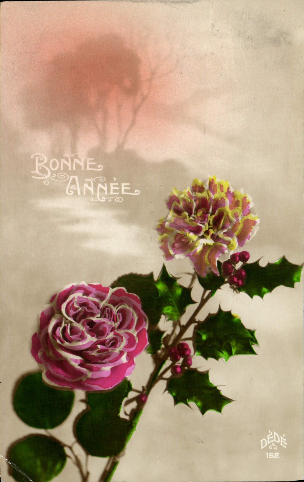 CPA Bonne Annee Fleurs