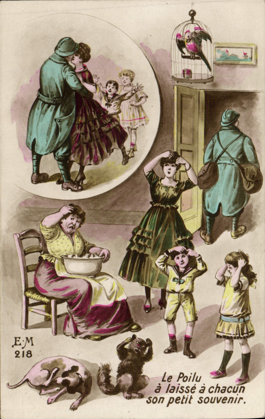 VINTAGE POSTCARD Fantasy Woman the hairy Miltiaria Parrot