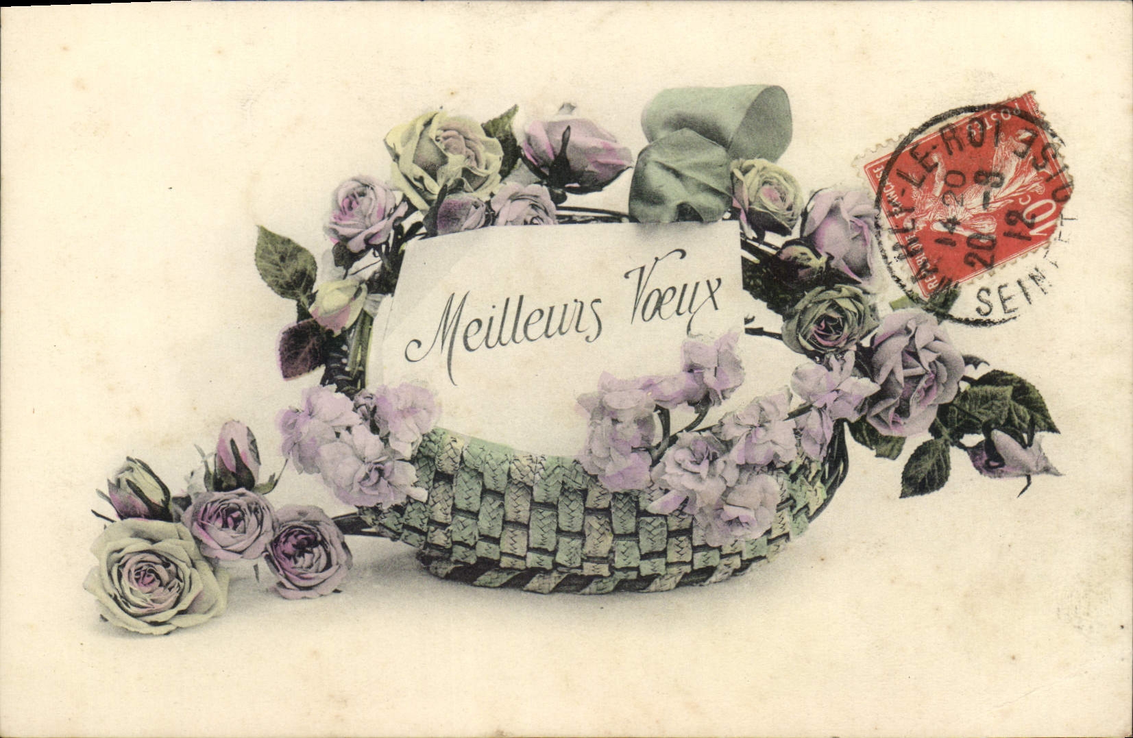 VINTAGE POSTCARD Better Wishes Flowers