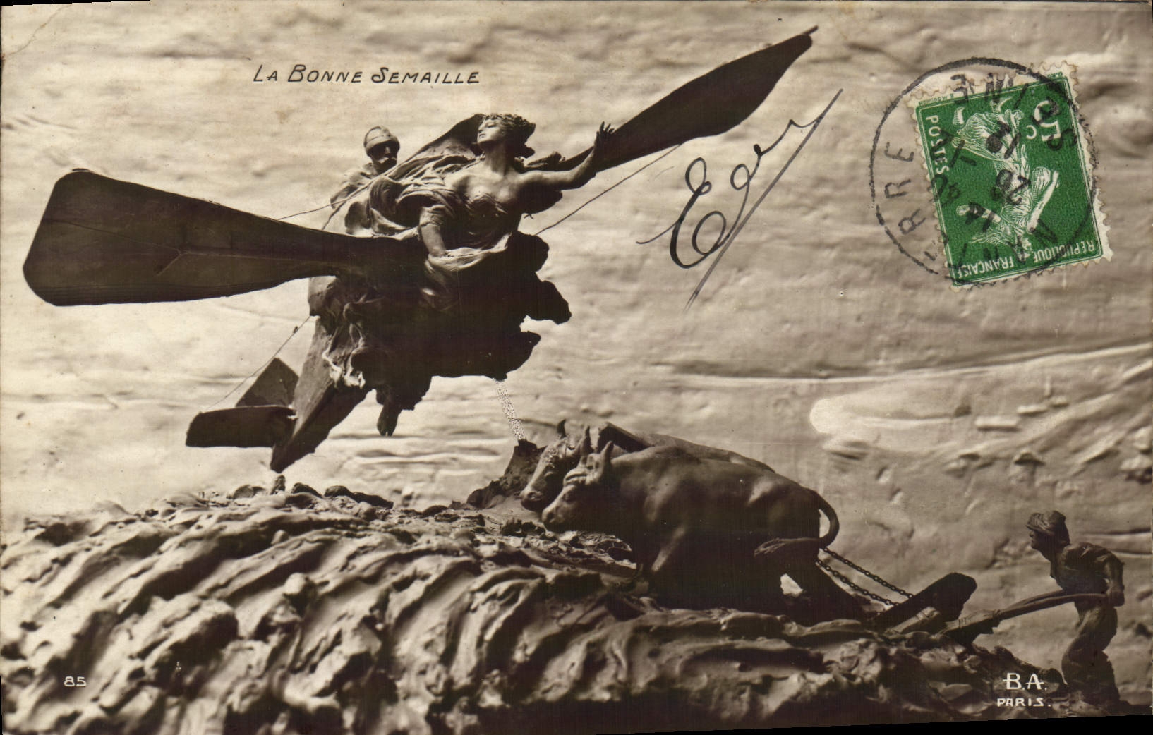 CPA La Bonne Semaille Avion