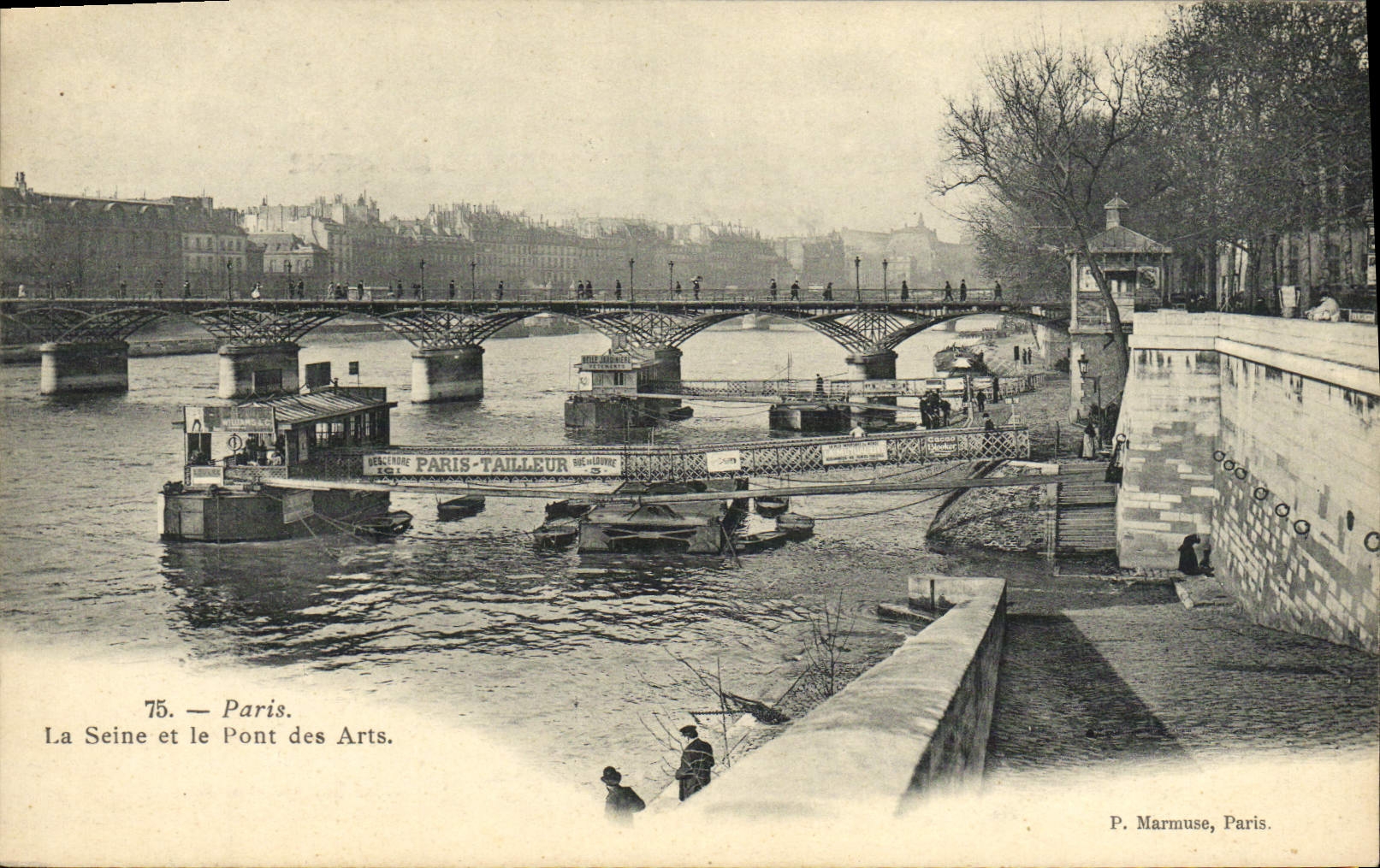 VINTAGE POSTCARD Paris the Seine and the Bridge of Arts