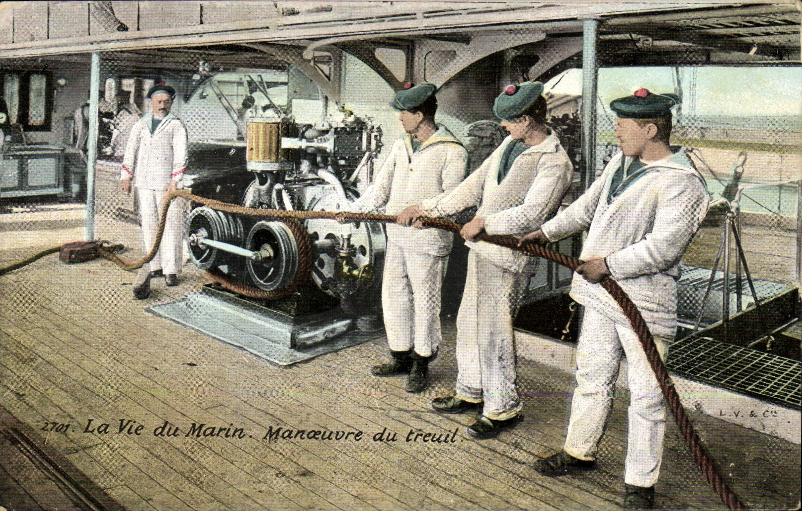 CPA La vie de marin Manoeuvre du detail Militaria Bateau