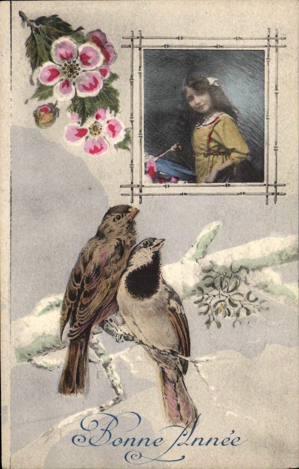 VINTAGE POSTCARD imagination Child Birds