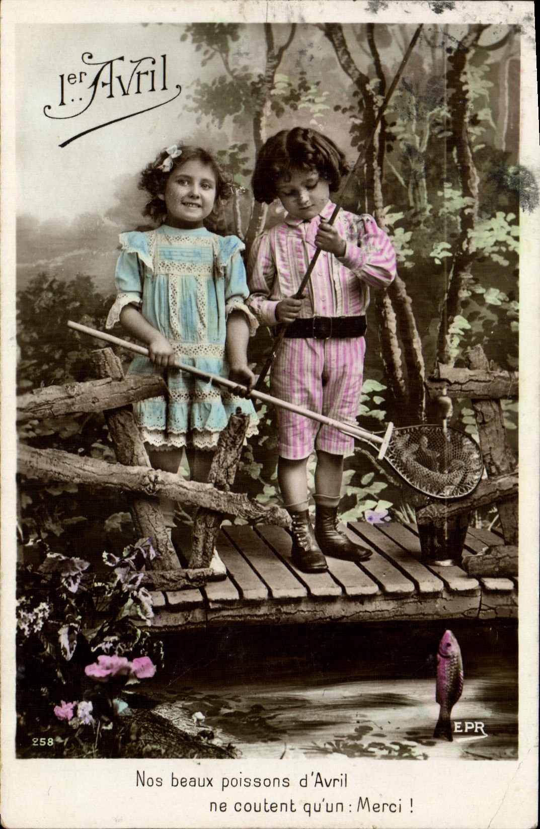 VINTAGE POSTCARD Our Beautiful Poisson d' Avril Cost Only one Children