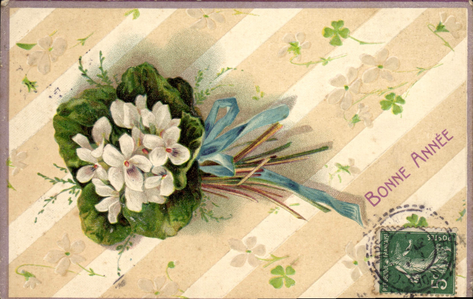 CPA Bonne Annee Fleurs