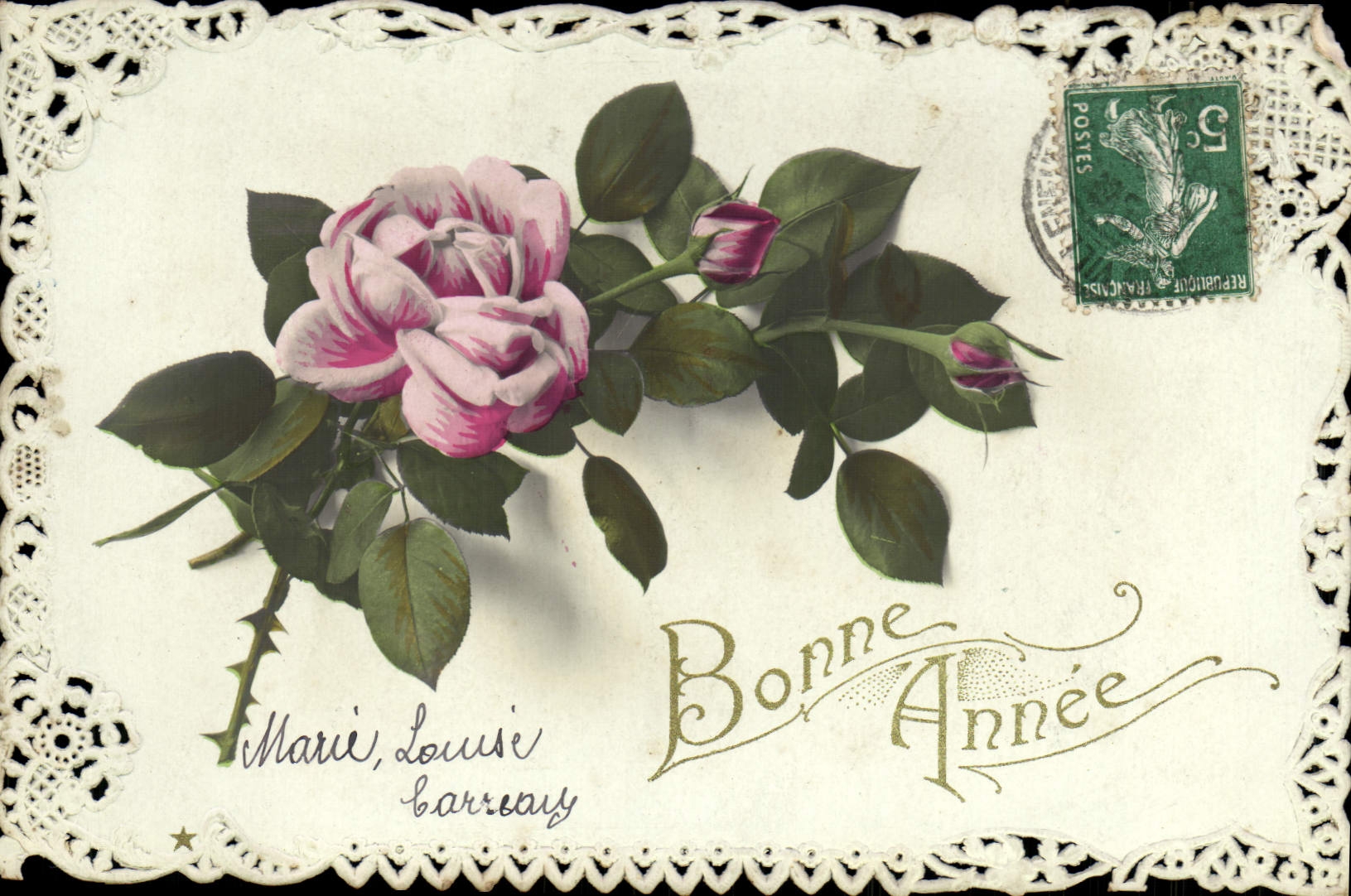 CPA Bonne Annee Fleurs 